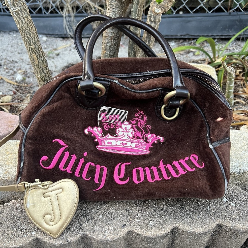 Vintage Juicy Couture USA Y2K 2000s Velour Hobo Shoulder Bag